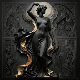 epic concept art. abstract beautiful female silhouette mixing with black and color liquid silk cloth. abstract sculpture. art deco swirls. neo noir, modern sculptre, engraving. epic masterpiece, michelangelo, francois boucher, caravaggisti, poussin. 1 6 0 0. neobrutalism, low poly, matte painting. greg rutkowski, wlop, victo ngai,