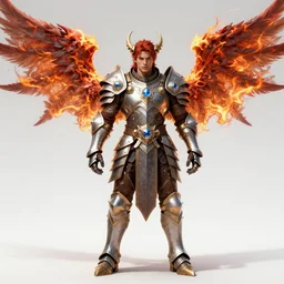 fantasy character portrait, bright armor male dragon barbarian with burning!!!!! + angel wings, ultra realistic, wide angle, intricate details, sapphire artifacts, sharp focus, highly detailed by peter mohrbacher, hajime sorayama, wayne barlowe, boris vallejo, aaron horkey, gaston bussiere, craig mullins