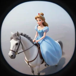 curved perspective, extreme narrow, extreme fisheye, digital art of a princess riding a unicorn cartoon by anton fadeev from nightmare before christmas