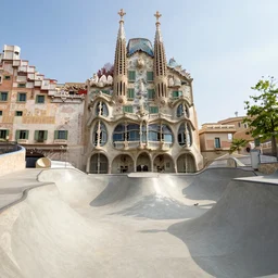 An skatepark designed by Gaudí, highly detailed, 8k, HD, photorrealistic, immense detail, epic, striking