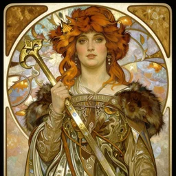 A warrior in game of thrones, painted by Alphonse Mucha