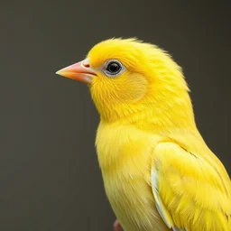 photo of profile of cute yellow canary bird head with tennis ball body