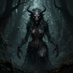 horrible creature in a world of darkness and terror by Nekro ArstSation, Brom Art and Martin Emond Haunting, strange, beautiful and macabre