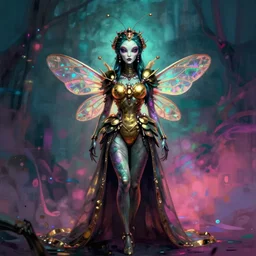 portrait of an elegant alien bee woman queen, straight on portrait, by artgerm, tom bagshaw, gerald brom, vaporwave colors, lo - fi colors, vaporwave, lo - fi, moody vibe, goth vibe, full body,