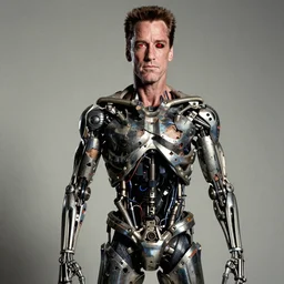 arnold schwarzenegger as a damaged t - 1 0 0 terminator, red eye, photo