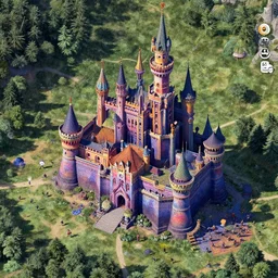 google satellite view of a psychedelic castle under siege by humans, unreal engine 5, cinema 4 d, in the style of petros afshar, wlop, ross tran, tom whalen, peter mohrbacher