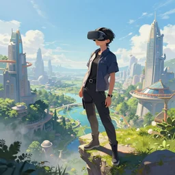 digital painting, trending on pixiv, standing at the edge of virtual reality, intricate scenery, y 2 k, unknown