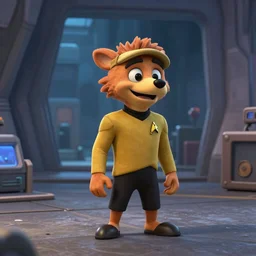 crash bandicoot as a starfleet officer, wide shot