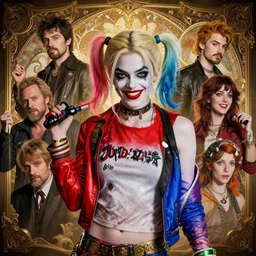 highly detailed vfx portrait of kylie jenner as harley quinn, stephen bliss, unreal engine, greg rutkowski, loish, rhads, beeple, makoto shinkai and lois van baarle, ilya kuvshinov, rossdraws, tom bagshaw, alphonse mucha, global illumination, detailed and intricate environment