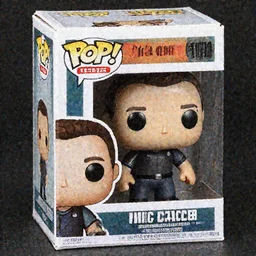 product still of Nic Cage funko pop with box, 85mm f1.8