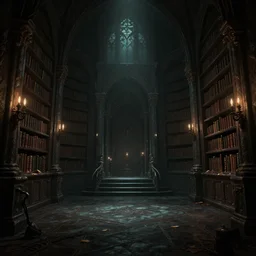 dark sinister vampire lair interior by peter mohrbacher, library, adventure game, inspired by Diablo concept art
