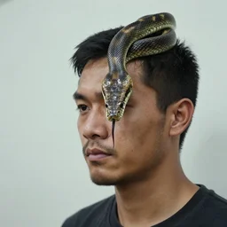 photo of man with snake head, 8k