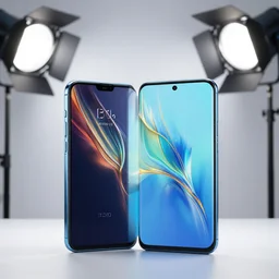 android phones, product picture, modern, photographed in studio using studio lights