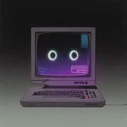 1 : 1 album artwork, technology sci - fi, 1 9 8 0's minimalistic, dark colours, gradients, analogue texture, desaturated colours, silly, neon synth wave, computer music, lo - fi, in the style of yoshiyuki tomino, japanese 1 9 8 0's album cover