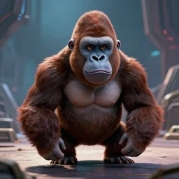 friendly gorilla character portrait, by don bluth, sci - fi environment, highly detailed, dynamic shadows, 4 k, wallpaper - 1 0 2 4