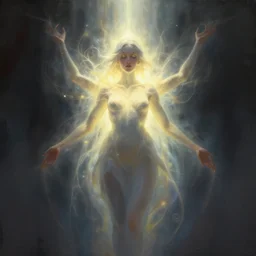 i am spirit embodied in light, atmospheric lighting. highly detailed digital painting, sharp focus, by dore and beeple and ross tran, trending on artstation