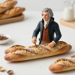 General Burgoyne baking baguettes. Award winning hyper detailed photorealistic 50 mm