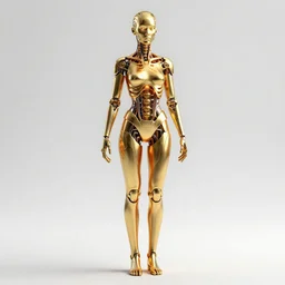 full body rendering of a futuristic female golden mechanical skeleton with human face, wires, glowing internal light, hyperdetailed illustration by irakli nadar and alex grey, intricate linework, faberge, intricate gold linework, dark atmosphere, unreal engine 5 highly rendered, global illumination, radiant light, detailed and intricate environment