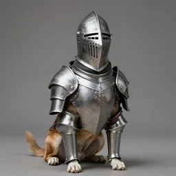 dog using knight armor, portrait, detailed