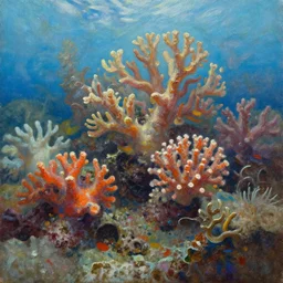 oil painting of a coral reef