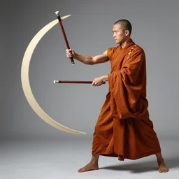 monk twirling a nunchaku brandishing winslow homer craig j. spearing