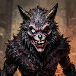 werewolf lycanthrope monster makeup grinning one-eyed grimpunk vile reprobate portrait portrait Cyclops Cyclops Polyphemus with tombow odd nerdrum greg rutkowski frank frazetta alexandre briclot Dave Dorman splatterpaint