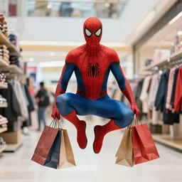 spiderman shopping in the mall