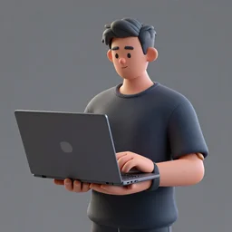 man, a laptop as upper body, octane render, unreal engine, ultradetailed, stylized as a 3 dimensional render