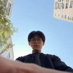 selfie photo taken by a person in the year 2080, wide angle, 30mm