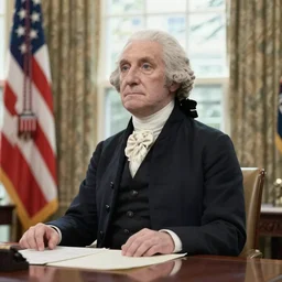 George Washington in the Oval office, high quality photography