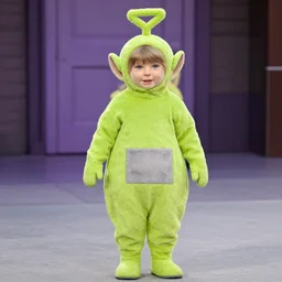 taylor swift in a teletubby suit