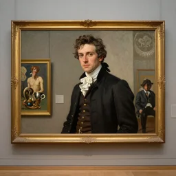 museum painting, wide - shot, photo of young yves saint - laurent in the age of 1 7 dressed in 1 8 th century, sharp focus, highly detailed, digital art, oil painting, masterpiece, artgerm, rutkowski, mucha, leyendecker, kinkade