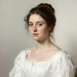 jane austen in white, portrait, painting by rossetti bouguereau, detailed art, artstation