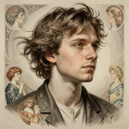 portrait of vitalik buterin, hair blowing in wind, intricate, elegant, highly detailed, digital painting, artstation, concept art, smooth, sharp focus, illustration, art by artgerm and greg rutkowski and alphonse mucha, 8 k