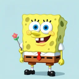 spongebob holding trinkets