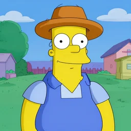 a detailed digital portrait of farmer sneed from the simpsons