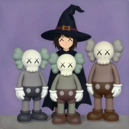 witch by shusei nagaoka, kaws, david rudnick, airbrush on canvas, pastell colours, cell shaded, 8 k,