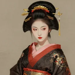 female roboto geisha girl, beautiful face, rule of thirds, intricate outfit, by greg rutkowski, by jeremy mann, digital painting
