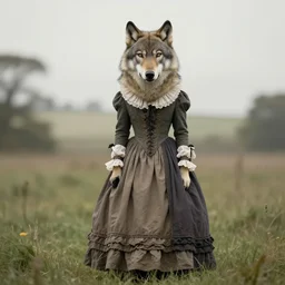 a wolf in a victorian dress
