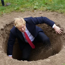 boris johnson falling down a hole