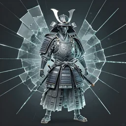 a highly detailed illustration of shattered glass image of samurai, intricate, elegant, highly detailed, centered, digital painting, artstation, concept art, smooth, sharp focus, wlop.