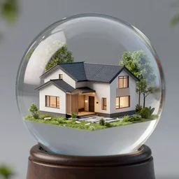 model of a modern house inside crystal ball octane render hyperdetailed,