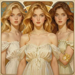 handsome young women with shoulder length blonde hair, half body shot, path traced, highly detailed, high quality, digital painting, alena aenami, lilia alvarado, shinji aramaki, karol bak, alphonse mucha, tom bagshaw