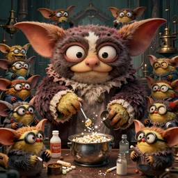realistic detailed image of a giant Gremlins cooking drugs, still from a movie by Terrence Malick, Tarkovsky, Gaspar Noe, James Cameron, intricate artwork by Tooth Wu and wlop and beeple, greg rutkowski, very coherent symmetrical artwork, cinematic, hyper realism, high detail, octane render, unreal engine, 8k, Vibrant colors, Smooth gradients, High contrast, depth of field