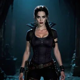 candid photo of lara croft as a gothic vampire in the movie the lost boys
