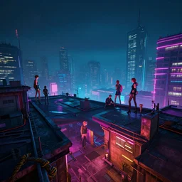 photo environement cyberpunk rooftop : 4, 4 k rtx hdr volume light concept studio matte painting environement digital illustration style cyberpunk 2 0 7 7 artstation artur tarnowski, mihai muscan, marcin tomalak, marta leydy, marcin stepien, charlotte hughes, zuzanna dabrowa neon bioluminiscence