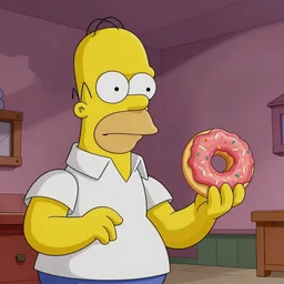 homer simpson looking at a donut in disgust, digital art, artstation