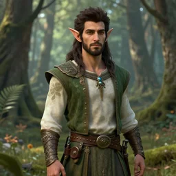 rami malek as an elf, forest background, alphonse mucha, rhads, ross tran, artstation, artgerm, octane render, 1 6 k