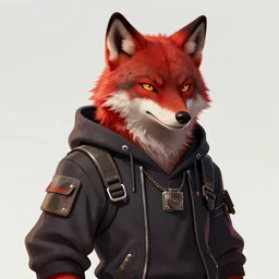 furry red wolf wearing a hoody, dieselpunk, fantasy, light, artstation