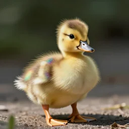 a comfy cute duckling with rainbow!! fur!!, realist, photorealistic!!, perfection, beautiful shot